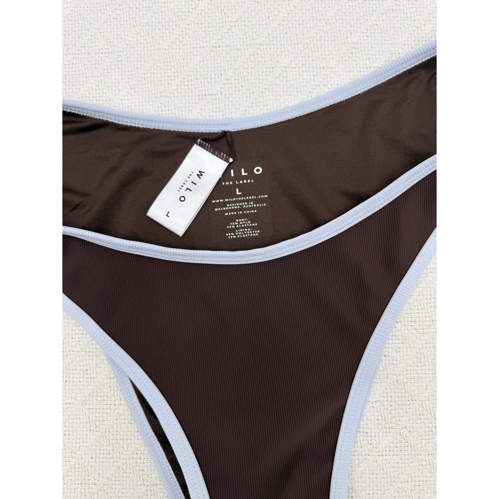 WILO The Label 3PC Contrast Bikini Set with Skirt Chocolate Brown Blue Large‎ - Picture 7 of 11